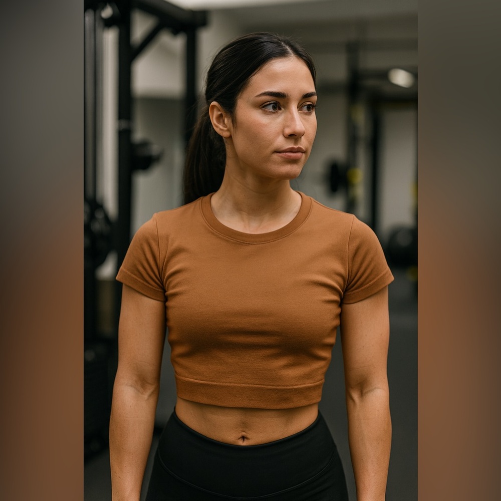 Aerie Offline Tan Cropped Tee